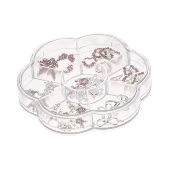 Unique Bargains 7 Grids Rhinestone Nail Supplies Pink 1 Set image {4}