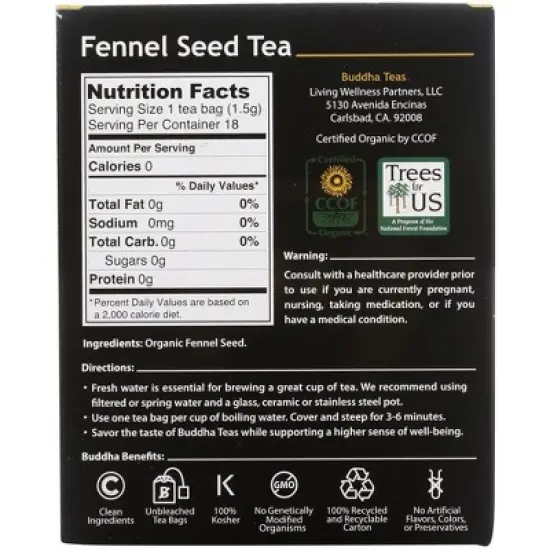 Buddha Teas Organic Fennel Seed Tea - Case of 6/18 Bags image {2}