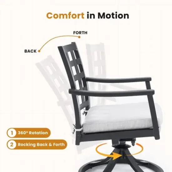 Christopher Knight Home Beau Outdoor Lattice Backrest Aluminum Swivel Rockers Chair with Removable Sunbrella Fabric Cushion(Set of 2) image {4}