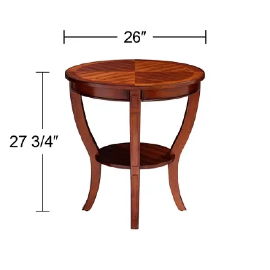 Elm Lane Farmhouse Rustic Cherry Wood Round Accent Side End Table 26" Wide Natural Curving Legs Living Room Home House Entryway image {5}