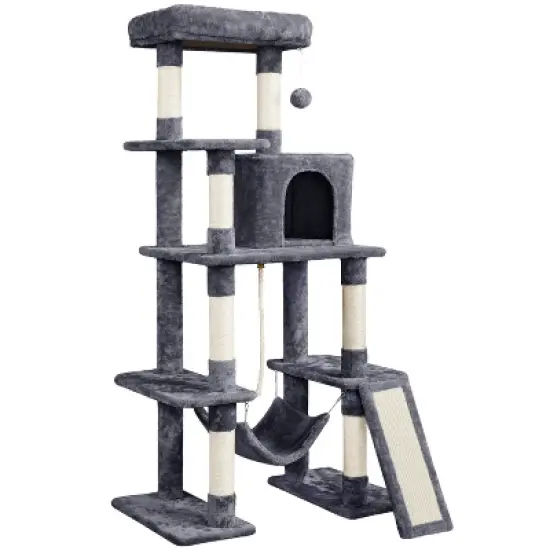 Yaheetech Multilevel Cat Tree with Hammock, Scratching Posts, Condo Perch Ball for Indoor image {7}