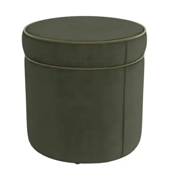 HomePop Ava Velvet Ottoman with Storage Green image {5}