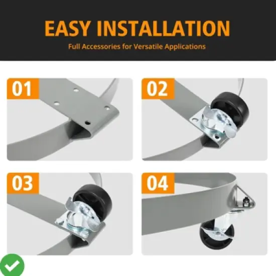 2-Pack 55 Gallon Heavy Duty Drum Dolly - 1250LB Capacity Barrel Cart w/5 Swivel Casters Reinforced Cross Braces & Steel Frame image {2}