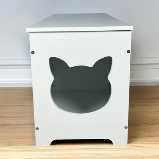 Evita Top open Cat Litter Box Enclosure Furniture, Cat Washroom-39.37*15.55*19.49 Inch, White image {3}