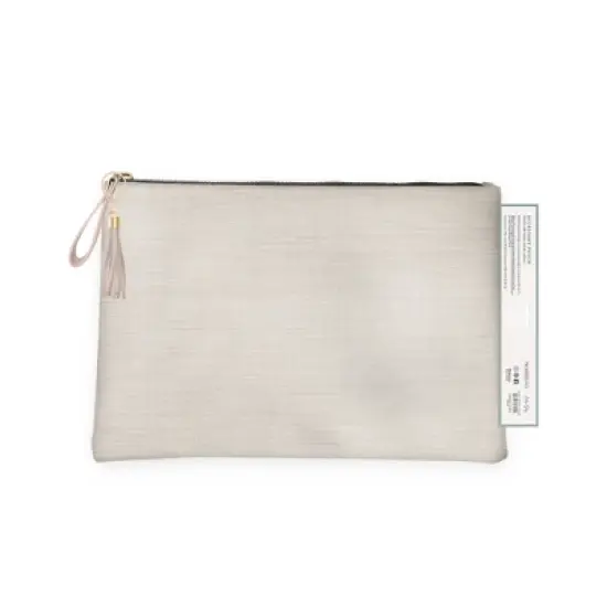 Morris & Co. by Blue Sky 11"x7.5"x0.5" Accessory Pouch Solid Natural Linen Bookcloth Tassel Zipper Pull image {2}