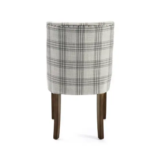 2pk Harman Contemporary Upholstered Plaid Dining Chairs Gray/Light Beige/Brown - Christopher Knight Home image {6}
