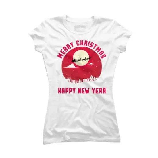 Junior's Design By Humans Merry Christmas - Happy New Year By thriftjd T-Shirt image {4}