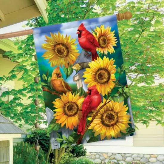 Cardinals And Sunflowers Summer House Flag Floral 28" x 40" Briarwood Lane image {2}