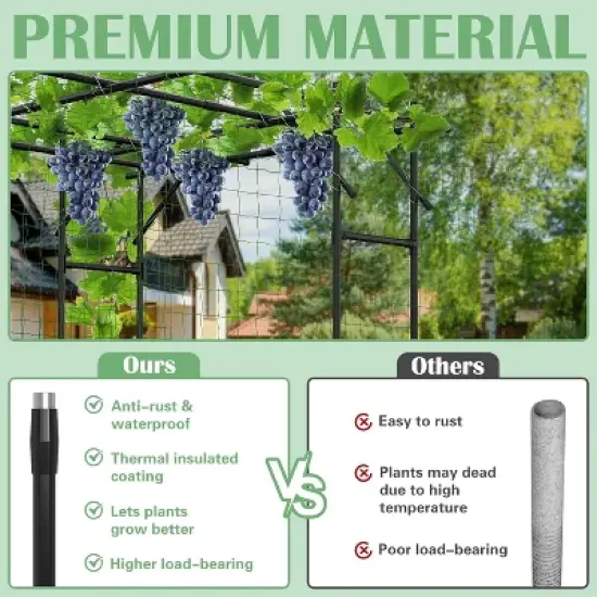 DoCred Large Outdoor Garden Arch Trellis for Climbing Plants, 87'' H x 118'' L x 79'' W Large Grape Vine Trellis Arch Arbor Gazebo image {3}