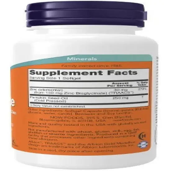 Zinc Glycinate by Now Foods  -  120 Softgel image {1}