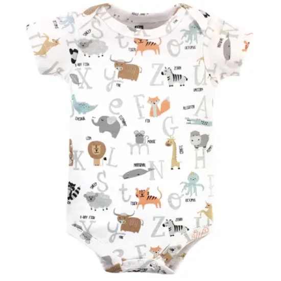 Hudson Baby Infant Boy Cotton Bodysuits, Alphabet Animals image {6}