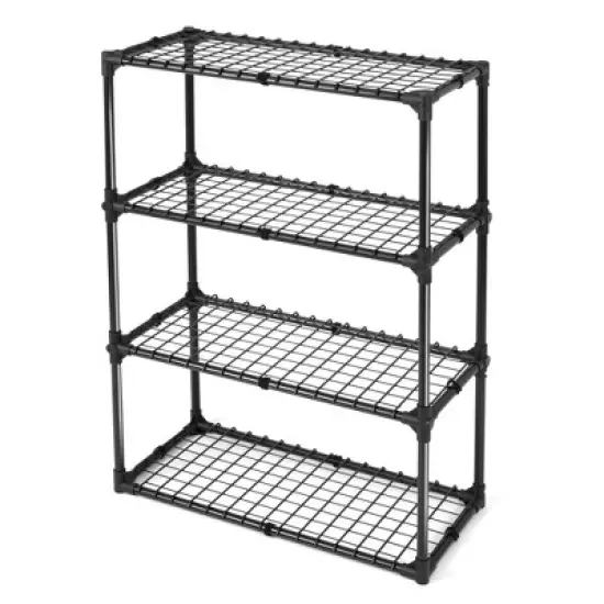 FONTOI Baker's Racks, 4 Tier Wire Shelf with Cover, FreeStanding Metal Storage Rack for Door Entrance Garage Kitchen Office, Black, 29"*14"*45" image {5}