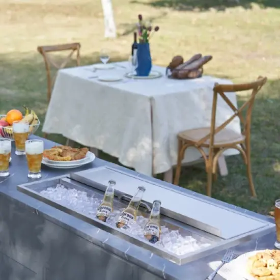 VEVOR Drop in Ice Chest, 36"L x 18"W x 14"H Stainless Steel Ice Cooler, Commercial Ice Bin with Sliding Cover, 40.9 qt Outdoor Kitchen Ice Bar image {1}