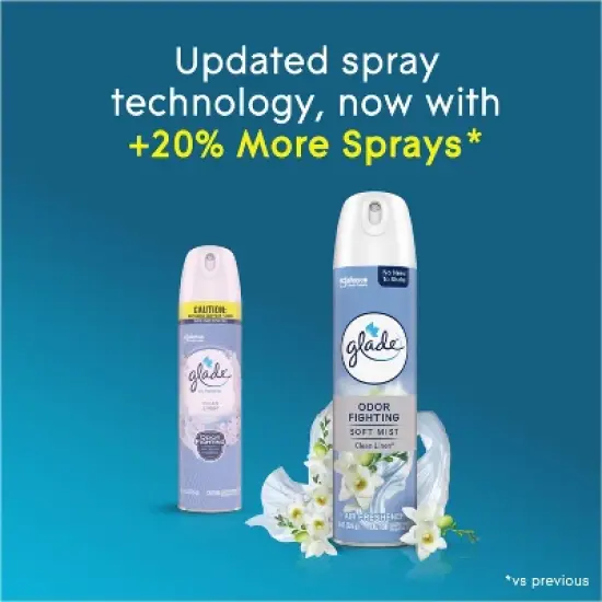 Glade Odor Fighting Soft Mist Aerosol Room Air Freshener - Clean Linen - 16oz/2ct image {5}