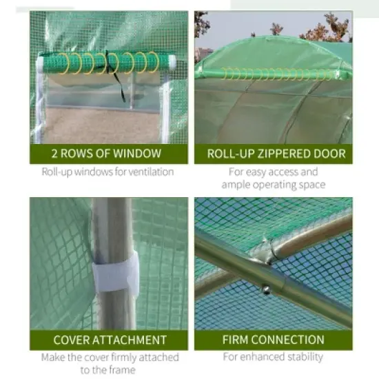 NicBex 19'x10'x7' Arched Greenhouse Tunnel Greenhouse with Roll-Up Windows, Zippered Door, PE Cover for Outdoor Backyard image {3}