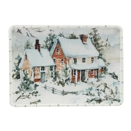 Certified International Winter's Frost Rectangular Serving Platter White image {1}