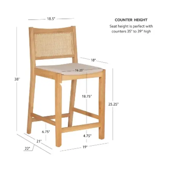 Powell Set of 2 Bessie Cane Counter Height Barstools Natural image {12}