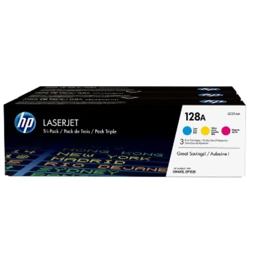 HP 128A 3-pack Cyan/Magenta/Yellow Original LaserJet Toner Cartridges, Per image {7}