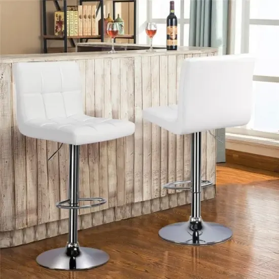 Yaheetech 2pcs Adjustable PU Leather Swivel Stool Armless Chairs with Bigger Base image {1}