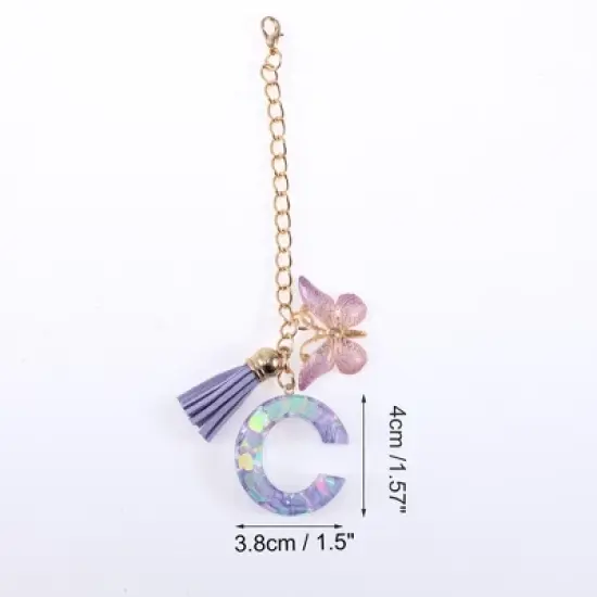 Unique Bargains Heart Sequin Letter C Butterfly Tassel Water Cup Pendant Purple 1 Pc image {1}