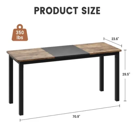 63" Computer Desk with Black Metal Frame, Large Modern Office & Gaming Desk, Sturdy Writing Workstation for Home & Study image {1}