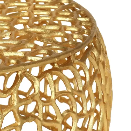 Christopher Knight Home Cortlandt Modern Handcrafted Aluminum Mesh Coffee Table Gold: Chic Pedestal Base, No Assembly Required image {4}