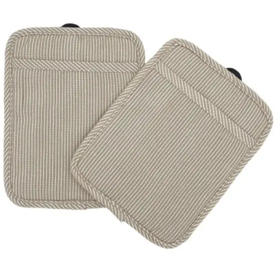 Home Mart Goods Beige Heat Resistant Thick Soft Quilted Lining Kitchen Oven Pot Holders With Neoprene and Cotton Non-slip - 2 Pack image {3}