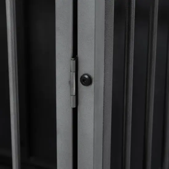 GustoWave 47'' Heavy-Duty Dog Crate with Double Door Wheels, Indoor Furniture Crate, Large Dog Kennel for Large Dogs, Carbon Steel, Silver image {6}