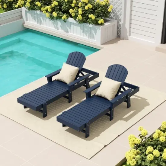 WestinTrends Dylan 2 Piece Adirondack Poly Reclining Chaise Lounge With Arms image {7}