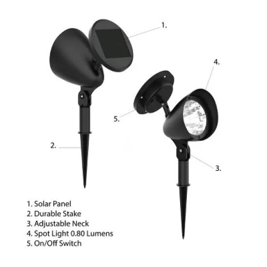 Nature Spring Solar Powered Lights LED Outdoor Stake Spotlight Fixture for Gardens, Pathways, and Patios - Set of 4, 13" x 5.75" image {2}