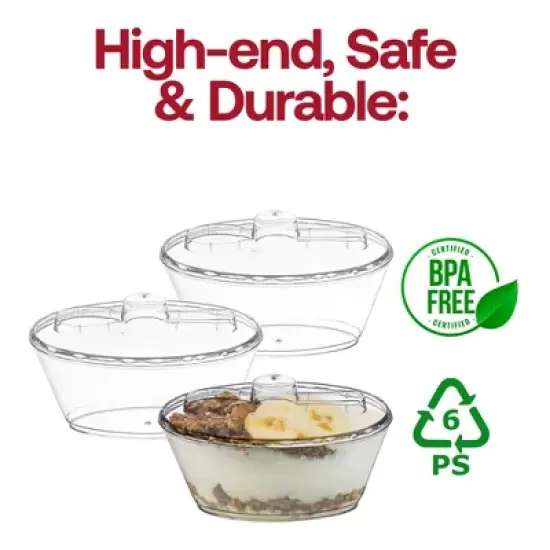 Smarty Had A Party 4 oz. Clear Oval Plastic Mini Cup w/ Lid and Spoon - 288 pcs image {6}