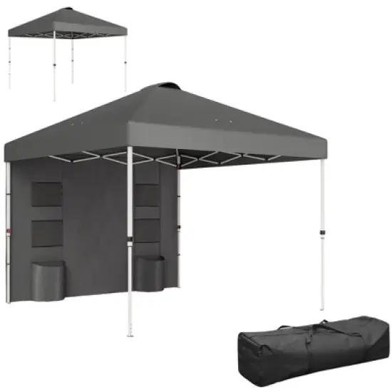 Outsunny 10' x 10' Pop Up Canopy Tent with Sidewall, UPF50+ Instant Sun Shelter with Storage Pockets, Height Adjustable image {7}