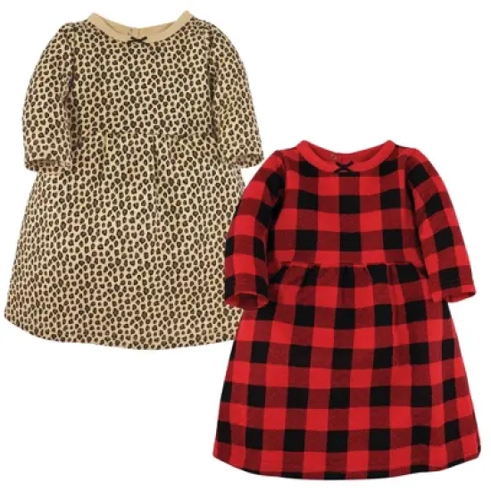 Hudson Baby Infant Girl Cotton Dresses, Buffalo Plaid Leopard image {10}