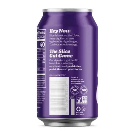 Slice Grape Healthy Soda - 12 fl oz image {7}
