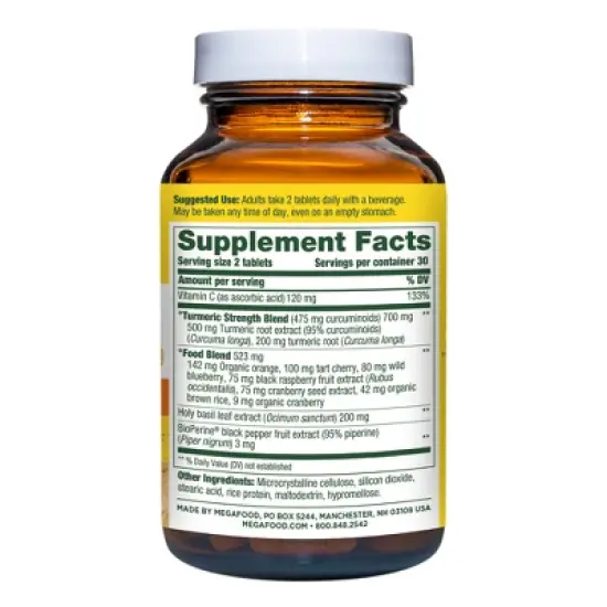 MegaFood Turmeric Curcumin Strength Whole Body Vegan Tablets - 60ct image {1}