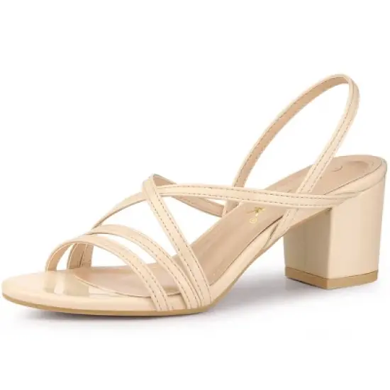 Allegra K Women's Strappy Slingback Chunky Heels Slide Sandals image {12}