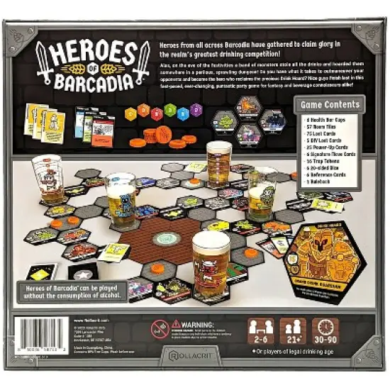 Rollacrit Heroes of Barcadia Base Game Board Game: Creative Thinking Party Game for 2-6 Players, Includes Tokens & Tiles image {1}