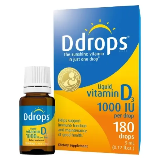Ddrops Liquid Vitamin D3 Drops 1000 IU (25 mcg) - 180 drops - 0.17 fl oz image {8}