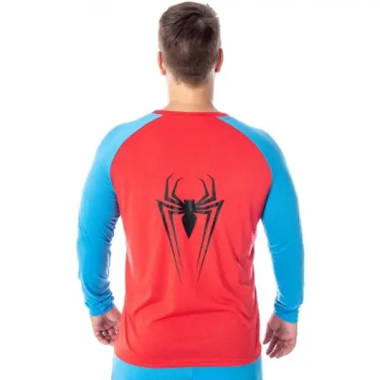 Marvel Men's Classic Spider-Man Costume Raglan Top And Pants Pajama Set Classic Spidey image {3}