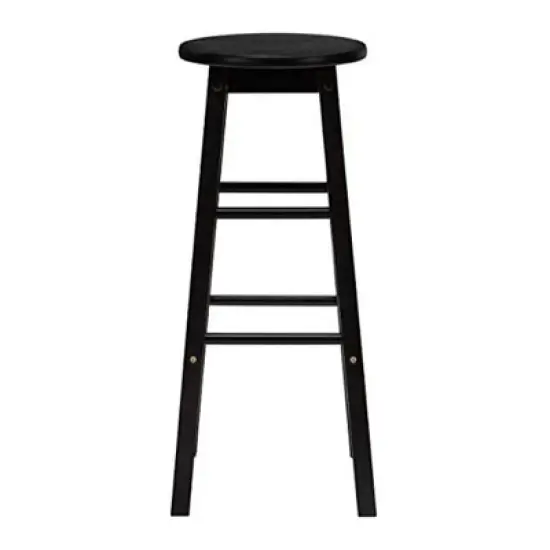 PJ Wood Classic Round-Seat 24" Tall Kitchen Counter Stools for Homes, Dining Spaces, and Bars with Backless Seats, Square Legs, Black (10 Pack) image {3}