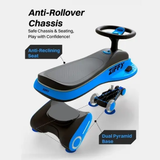 45W 2-in-1 Electric Wiggle & Swing Car for Kids &ndash; 2 Speeds, LED Flashing Wheels, Anti-Rollover, Pedal & Rechargeable Battery, Ages 3+ (170 lbs Max) image {5}