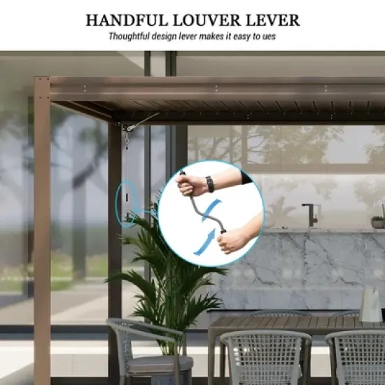 Mondawe 10X13FT Outdoor Louvered Aluminum Pergola with Adjustable Roof and Efficient Drainage System for Patio, Deck, Garden image {8}