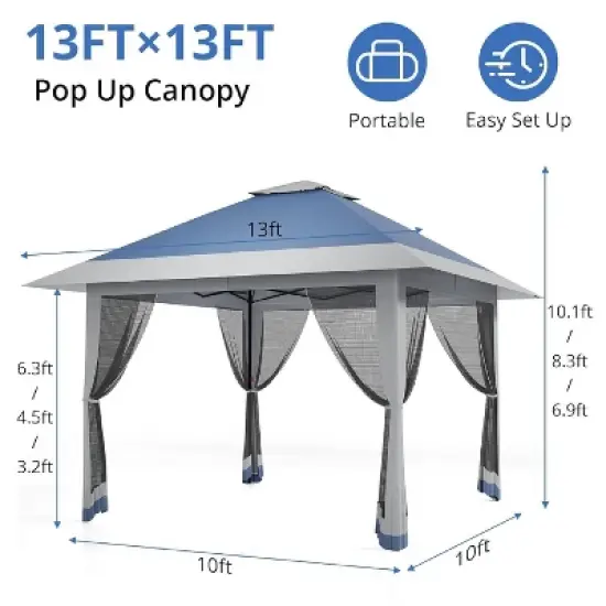 GustoWave 13x13FT Pop-Up Gazebo, Instant Canopy for Patio, Backyard image {1}