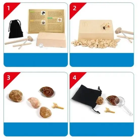 JuzToys Fossils DIG Kit, Dinosaur Digging Kids Activities, Educational STEM Toys Playset image {4}