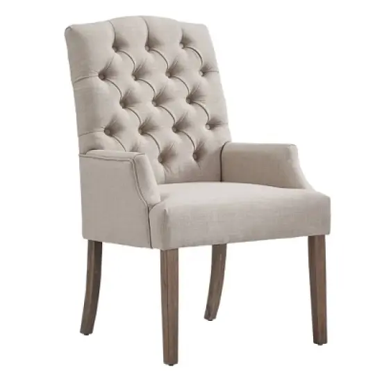 Raghnaid Distressed Tufted Linen Dining Chair - Inspire Q image {9}