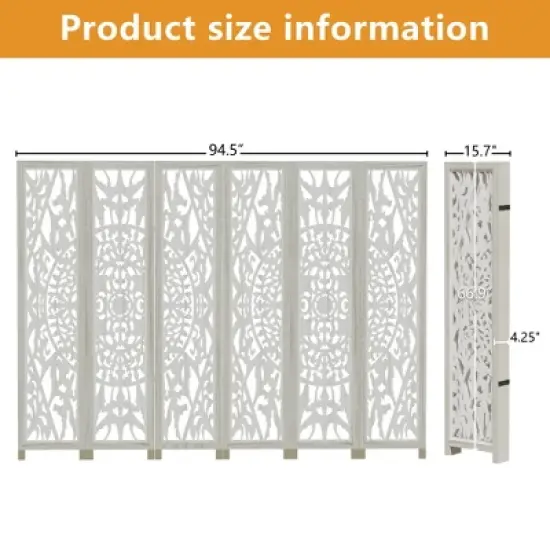 Lirago 68 in. Wood Outdoor Privacy Screens Garden Outdoor Fence 6 pieces White image {4}