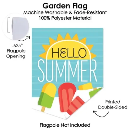 Big Dot of Happiness Hello Summer - Outdoor Home Decorations - Double-Sided Popsicle Sun Decor Garden Flag - 12 x 15.25 inches image {2}