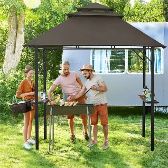 Yaheetech 8 &times; 5 ft Grill Gazebo with Height-adjustable Shelves image {1}