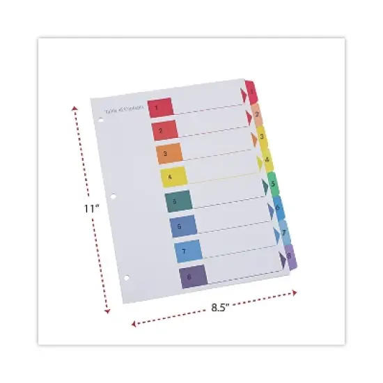 UNIVERSAL Table of Contents Dividers Assorted Color 8-Tab 1-8 Letter White 6/PK 24802 image {2}