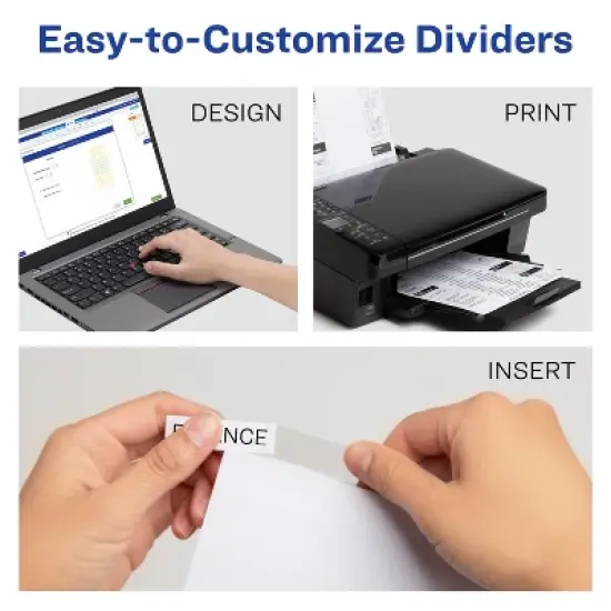 Avery Extra-Wide Big Tab Insertable Dividers for 3 Ring Binders, 8-Tab Sets, White Paper, Clear Tabs, Works With Sheet Protectors, 6 Sets (11254) image {3}